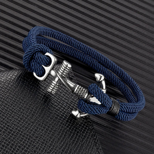 bracelet ancre avec cordon bleu