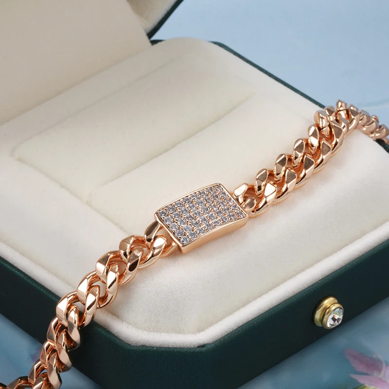 Bracelet Diana Pavé de zircons blancs, bijou en plaqué or rose