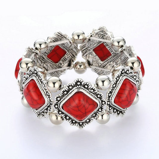 Bracelet bohème chic en pierres jaspe rouge, bijou en pierre naturelle