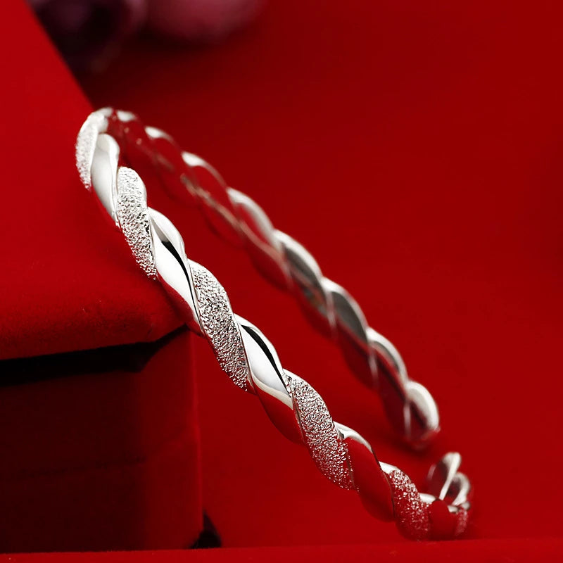 Bracelet torsadé, bijou plaqué argent