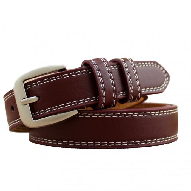 Ceinture fine, brun café, en cuir véritable