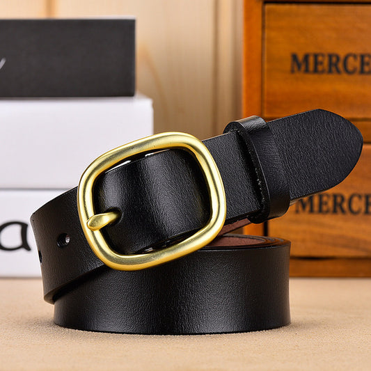 Ceinture noire, en cuir véritable