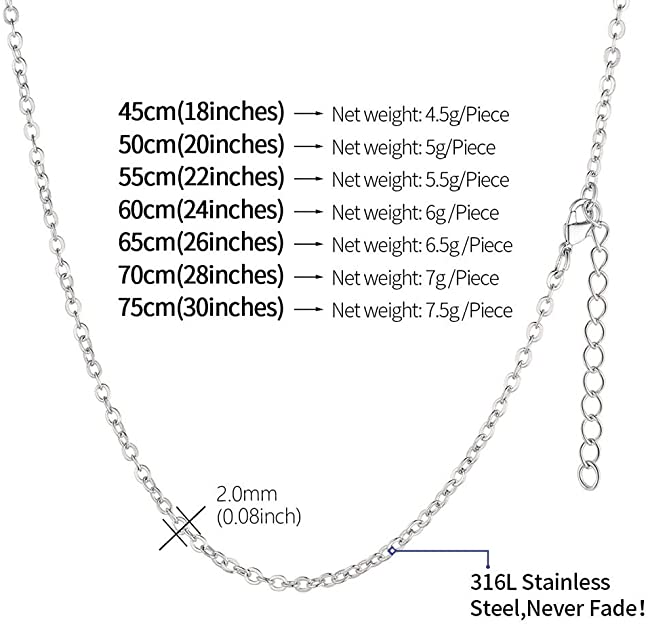 Chaîne de collier en acier inoxydable, maille forçat 3x2 mm, couleur or rose