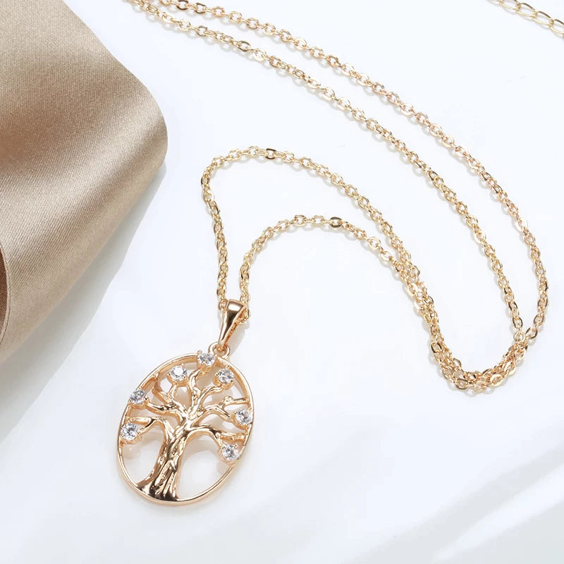 Collier Arbre de Vie, bijou en plaqué or rose