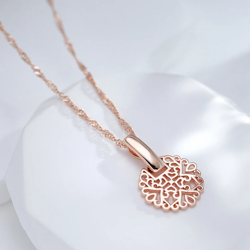 Collier avec pendentif exotique, bijou en plaqué or rose