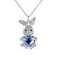 Collier Lapin tenant un coeur, bijou en alliage plaqué argent 925 et zircons naturels
