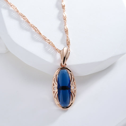 collier avec pendentif avec saphir bleu