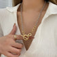 Collier Statement à deux tons, bijou en acier inoxydable doré et argenté