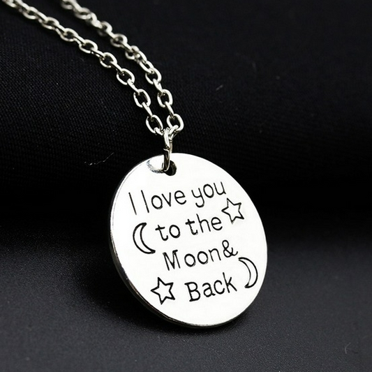 Collier Love (I love you to the moon and back), bijou en acier inoxydable