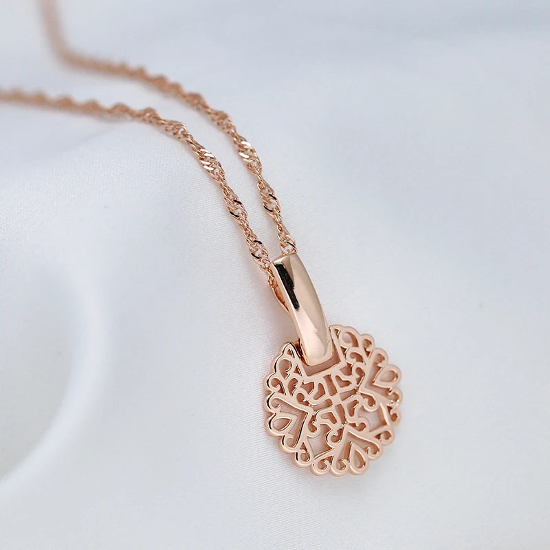 Collier avec pendentif exotique, bijou en plaqué or rose