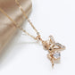 Collier Fée Zircons, bijou en alliage plaqué or 585 (14 carats) et en zircons naturels