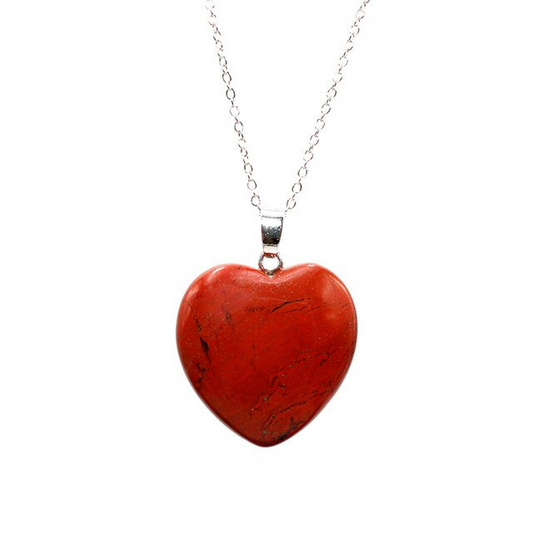 collier pendentif pierre naturelle jaspe rouge bijou chakra en forme de coeur