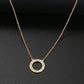 Collier pendentif rond serti de zircons, bijou en acier inoxydable doré