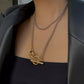 Collier sautoir bicolore avec pendentif fermoir, bijou en acier inoxydable