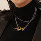 collier sautoir bicolore avec pendentif fermoir