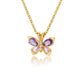 Collier Papillon avec zircons multicolores, bijou en acier inoxydable doré