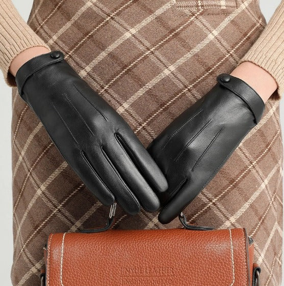 gants en cuir noir