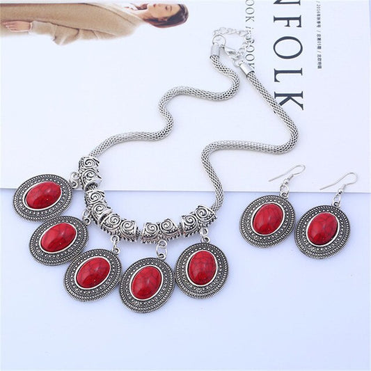 Parure de bijoux bohème chic en Jaspe rouge, bijoux en pierre naturelle