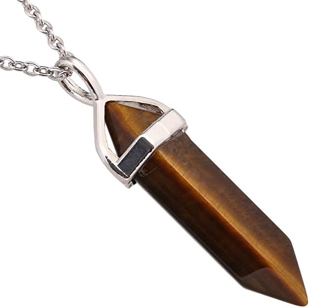 Collier pendentif Oeil de tigre, bijou chakra en pierre naturelle